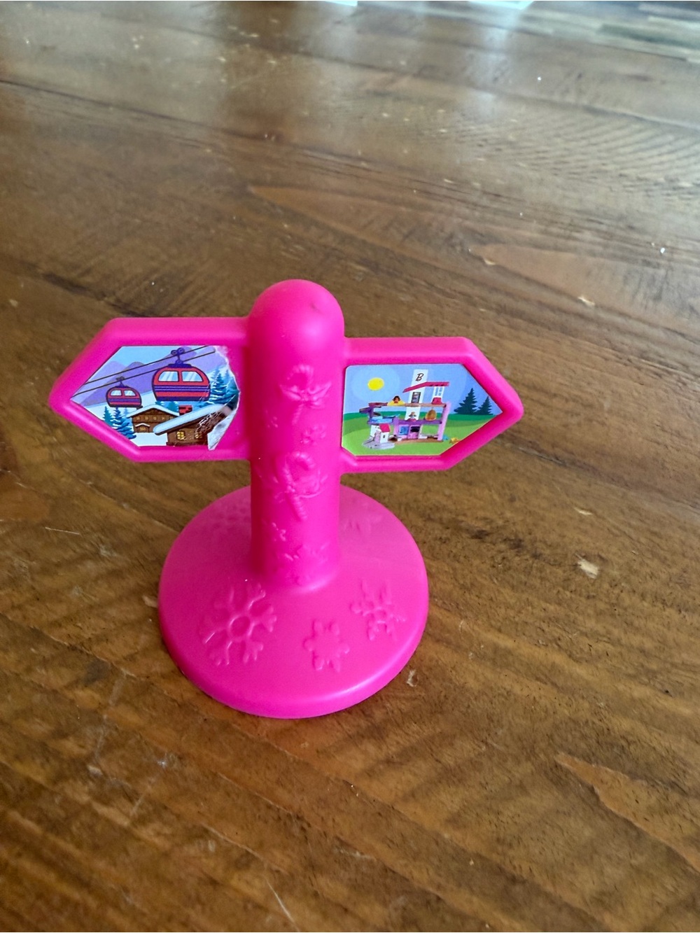 Fisher Price Little People Barbie Christmas pink road sign as is